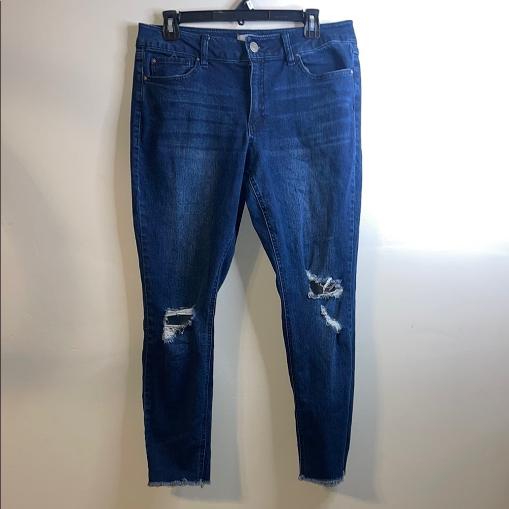 Refuge Skinny Blue Distressed Jeans Size 12 EUC #207